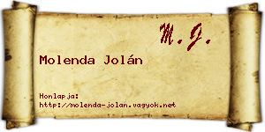 Molenda Jolán névjegykártya